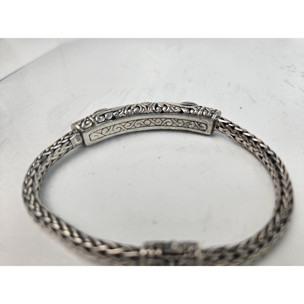 925 Sterling Silver Turquoise Woven Bracelet‎ 7.5" - Picture 7 of 10